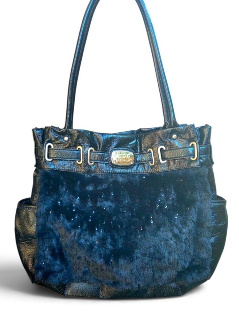 Vintage Y2K Kathy Van Zeeland Purse "Fur Ever Yours" New Without Tags Sequined